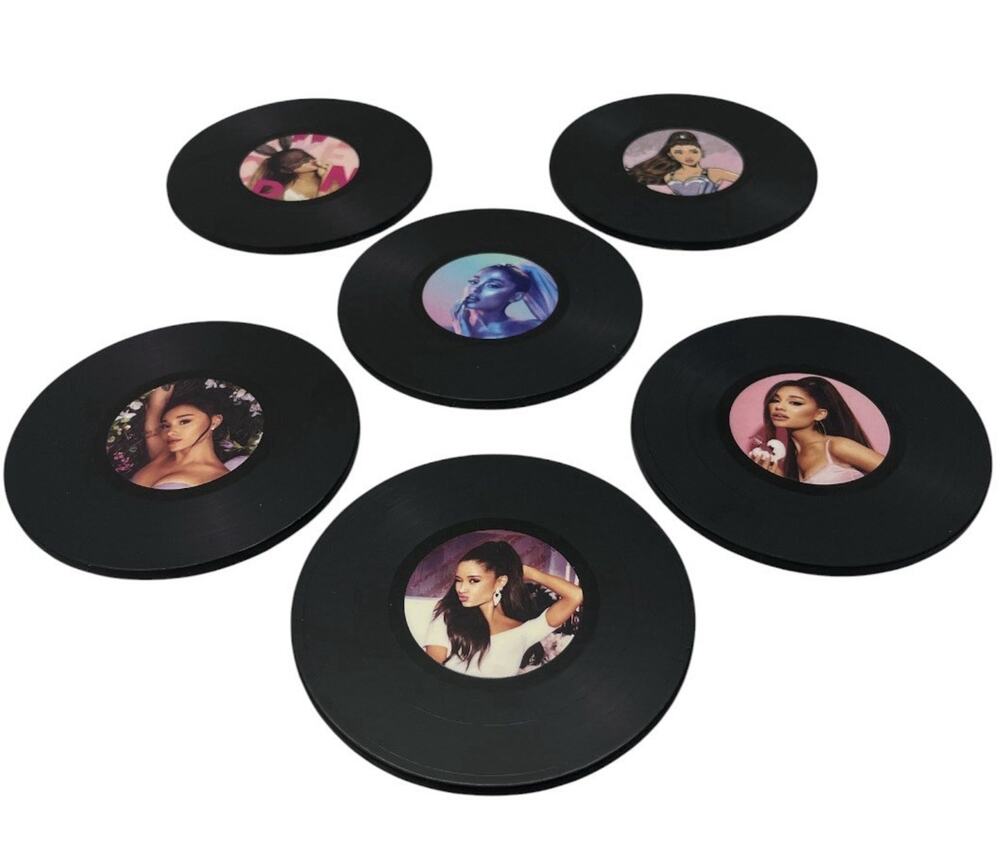 Ariana Grande Vinyl Record Coaster Set 6‑pc Limited Edition NEW No Box